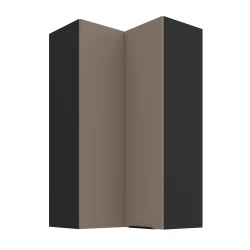 Szafka górna narożna 60 x 60 cm CALIA GN-108 2F (90°) SANDGRAU / CZARNY z powłoką ANTI FINGERPRINT