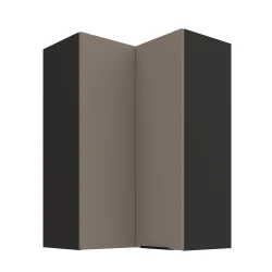 Szafka górna narożna 60 x 60 cm CALIA GN-90 2F (90°) SANDGRAU / CZARNY z powłoką ANTI FINGERPRINT