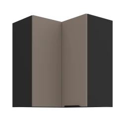Szafka górna narożna 60 x 60 cm CALIA GN-72 2F (90°) SANDGRAU / CZARNY z powłoką ANTI FINGERPRINT