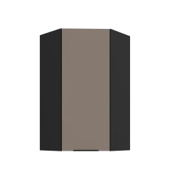 Szafka górna narożna 60 x 60 cm CALIA GN-108 1F (45°) SANDGRAU / CZARNY z powłoką ANTI FINGERPRINT