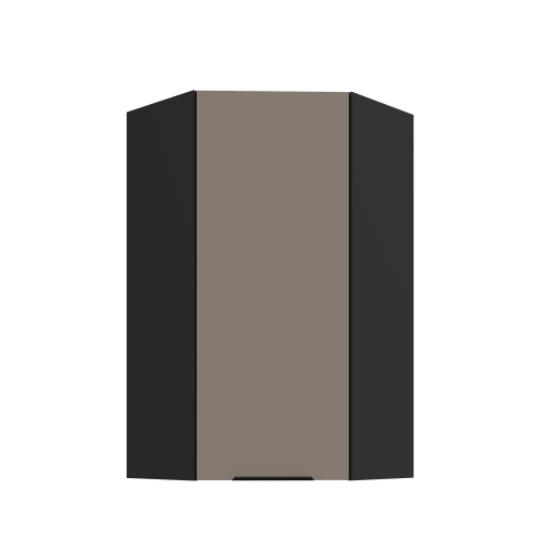 Przejdź do produktu Szafka górna narożna 60 x 60 cm CALIA GN-108 1F (45°) SANDGRAU / CZARNY z powłoką ANTI FINGERPRINT