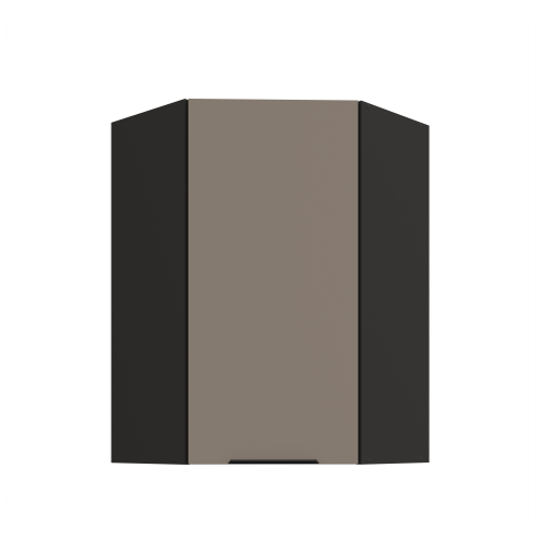 Przejdź do produktu Szafka górna narożna 60 x 60 cm CALIA GN-90 1F (45°) SANDGRAU / CZARNY z powłoką ANTI FINGERPRINT