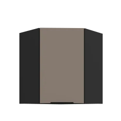 Szafka górna narożna 60 x 60 cm CALIA GN-72 1F (45°) SANDGRAU / CZARNY z powłoką ANTI FINGERPRINT