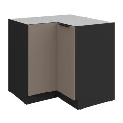Szafka dolna narożna CALIA  90x90 cm 2F BB SANDGRAU / CZARNY z powłoką ANTI FINGERPRINT