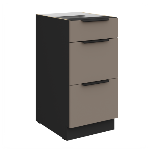 Przejdź do produktu Szafka dolna CALIA 40 D 3S BB PREMIUM BOX SANDGRAU / CZARNY powłoką ANTI FINGERPRINT