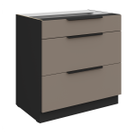 Szafka dolna CALIA 80 D 3S PREMIUM BOX SANDGRAU / CZARNY z powłoką ANTI FINGERPRINT