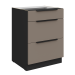 Szafka dolna CALIA 60 D 3S PREMIUM BOX - SANDGRAU / CZARNY z powłoką ANTI FINGERPRINT