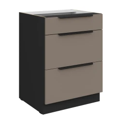 Szafka dolna CALIA 60 D 3S PREMIUM BOX - SANDGRAU / CZARNY z powłoką ANTI FINGERPRINT