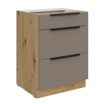 Szafka dolna CALIA 60 D 3S PREMIUM BOX - SANDGRAU / DĄB ARTISAN z powłoką ANTI FINGERPRINT