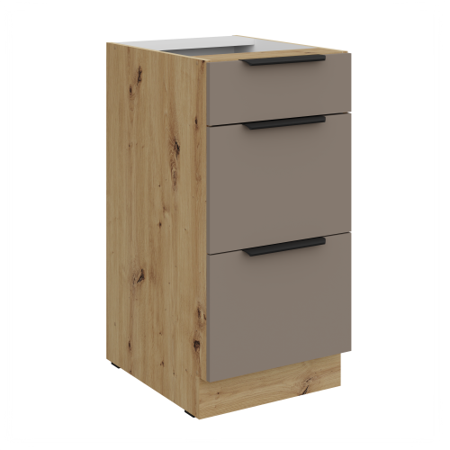 Przejdź do produktu Szafka dolna CALIA 40 D 3S BB PREMIUM BOX SANDGRAU / DĄB ARTISAN powłoką ANTI FINGERPRINT