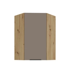 Szafka górna narożna 60 x 60 cm CALIA GN-90 1F (45°) SANDGRAU / DĄB ARTISAN z powłoką ANTI FINGERPRINT
