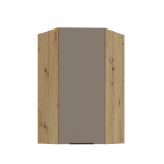 Szafka górna narożna 60 x 60 cm CALIA GN-108 1F (45°) SANDGRAU / DĄB ARTISAN z powłoką ANTI FINGERPRINT