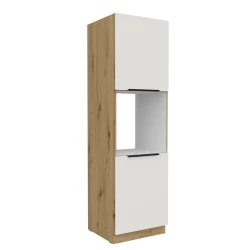 Szafka kuchenna słupek CALIA 60 DP-210 2F CRYSTAL WHITE / DĄB ARTISAN z powłoką ANTI FINGERPRINT