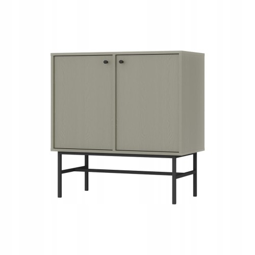 Przejdź do produktu Komoda Dwudrzwiowa SYDNEY3, 84 x 87 x 41 EUCALIPTUS, Czarne uchwyty i nogi