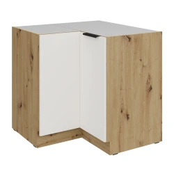 Szafka dolna narożna CALIA  90x90 cm 2F BB CRYSTAL WHITE / DĄB ARTISAN z powłoką ANTI FINGERPRINT