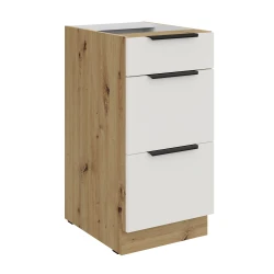 Szafka dolna CALIA 40 D 3S BB PREMIUM BOX CRYSTAL WHITE / DĄB ARTISAN powłoką ANTI FINGERPRINT