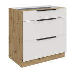 Szafka dolna CALIA 80 D 3S PREMIUM BOX CRYSTAL WHITE / DĄB ARTISAN z powłoką ANTI FINGERPRINT