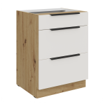 Szafka dolna CALIA 60 D 3S PREMIUM BOX - CRYSTAL WHITE / DĄB ARTISAN z powłoką ANTI FINGERPRINT