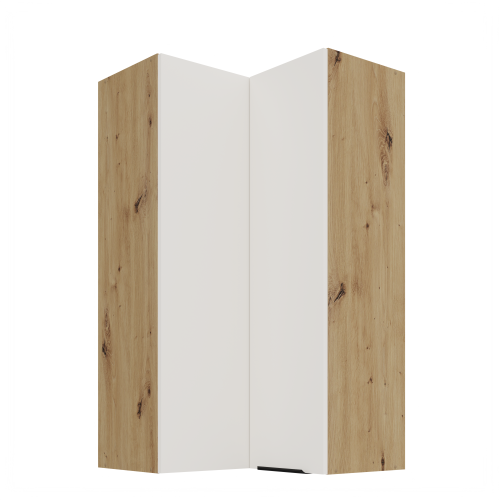 Przejdź do produktu Szafka górna narożna 60 x 60 cm CALIA GN-108 2F (90°) CRYSTAL WHITE / DĄB ARTISAN z powłoką ANTI FINGERPRINT