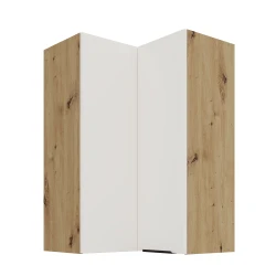 Szafka górna narożna 60 x 60 cm CALIA GN-90 2F (90°) CRYSTAL WHITE / DĄB ARTISAN z powłoką ANTI FINGERPRINT