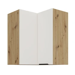 Szafka górna narożna 60 x 60 cm CALIA GN-72 2F (90°) CRYSTAL WHITE / DĄB ARTISAN z powłoką ANTI FINGERPRINT