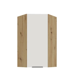 Szafka górna narożna 60 x 60 cm CALIA GN-108 1F (45°) CRYSTAL WHITE / DĄB ARTISAN z powłoką ANTI FINGERPRINT