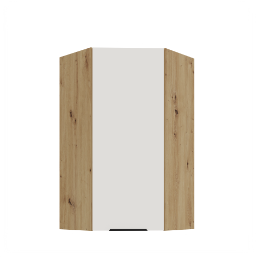 Przejdź do produktu Szafka górna narożna 60 x 60 cm CALIA GN-108 1F (45°) CRYSTAL WHITE / DĄB ARTISAN z powłoką ANTI FINGERPRINT