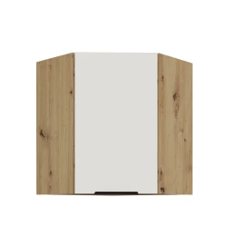 Szafka górna narożna 60 x 60 cm CALIA GN-72 1F (45°) CRYSTAL WHITE / DĄB ARTISAN z powłoką ANTI FINGERPRINT