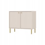 Komoda Dwudrzwiowa SYDNEY2, 84 x 74 x 41 PIASKOWY BEŻ, Złote uchwyty i nogi