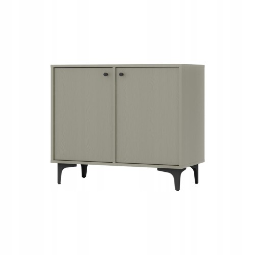 Przejdź do produktu Komoda Dwudrzwiowa SYDNEY1, 84 x 73 x 41 EUCALIPTUS, Czarne uchwyty i nogi