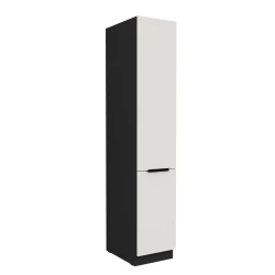 Szafka kuchenna słupek CALIA 40 DK-210 2F CRYSTAL WHITE / CZARNY z powłoką ANTI FINGERPRINT