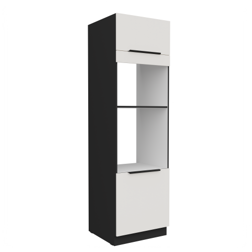 Przejdź do produktu Szafka kuchenna słupek CALIA 60 DPM-210 2F CRYSTAL WHITE / CZARNY z powłoką ANTI FINGERPRINT