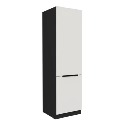 Szafka kuchenna słupek CALIA 60 DK-210 2F CRYSTAL WHITE / CZARNY z powłoką ANTI FINGERPRINT