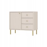 Komoda 1D 3 Szuflady SYDNEY2 - 84 x 74 x 41 PIASKOWY BEŻ + Złote akcenty