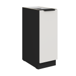 Szafka dolna 30 cm CALIA 30 D CARGO BB wysuwana z koszem CRYSTAL WHITE / CZARNY  z powłoką ANTI FINGERPRINT