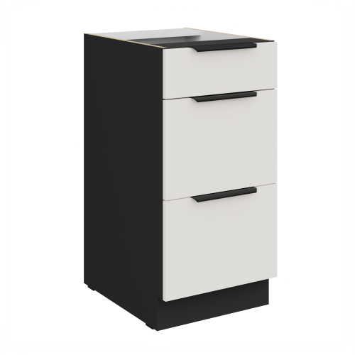 Przejdź do produktu Szafka dolna CALIA 40 D 3S BB PREMIUM BOX CRYSTAL WHITE / CZARNY powłoką ANTI FINGERPRINT