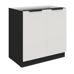 Szafka dolna CALIA 80 D 2F BB CRYSTAL WHITE / CZARNY z powłoką ANTI FINGERPRINT