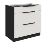 Szafka dolna CALIA 80 D 3S PREMIUM BOX CRYSTAL WHITE / CZARNY  z powłoką ANTI FINGERPRINT