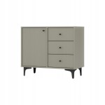 Komoda 1D 3 Szuflady SYDNEY1 - 84 x 73 x 41 EUCALIPTUS + Czarne akcenty