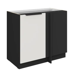 Szafka dolna narożna CALIA 105 ND 1F BB CRYSTAL WHITE / CZARNY z powłoką ANTI FINGERPRINT