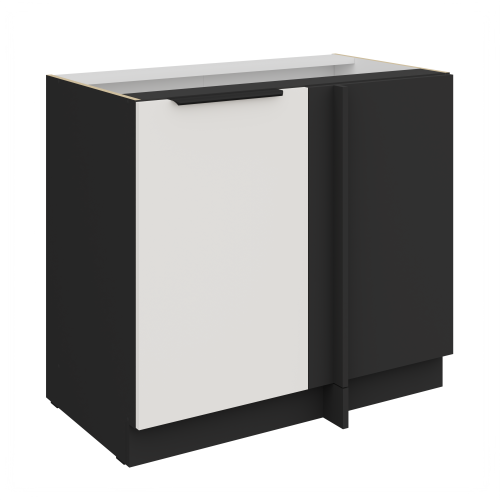 Przejdź do produktu Szafka dolna narożna CALIA 105 ND 1F BB CRYSTAL WHITE / CZARNY z powłoką ANTI FINGERPRINT