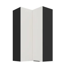 Szafka górna narożna 60 x 60 cm CALIA GN-108 2F (90°) CRYSTAL WHITE / CZARNY z powłoką ANTI FINGERPRINT