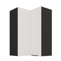 Szafka górna narożna 60 x 60 cm CALIA GN-90 2F (90°) CRYSTAL WHITE / CZARNY z powłoką ANTI FINGERPRINT