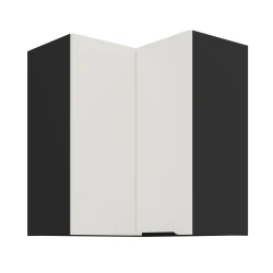 Szafka górna narożna 60 x 60 cm CALIA GN-72 2F (90°) CRYSTAL WHITE / CZARNY z powłoką ANTI FINGERPRINT
