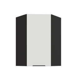 Szafka górna narożna 60 x 60 cm CALIA GN-90 1F (45°) CRYSTAL WHITE / CZARNY  z powłoką ANTI FINGERPRINT