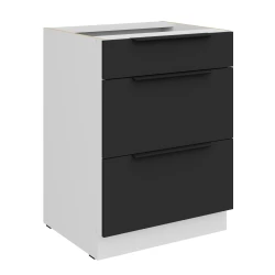 Szafka dolna CALIA 60 D 3S PREMIUM BOX - CZARNY MAT / BIAŁY z powłoką ANTI FINGERPRINT