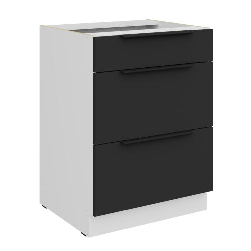 Przejdź do produktu Szafka dolna CALIA 60 D 3S PREMIUM BOX - CZARNY MAT / BIAŁY z powłoką ANTI FINGERPRINT