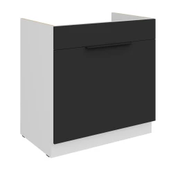 Szafka dolna CALIA 80 ZL 1S BB zabudowa pod zlew CZARNY MAT / BIAŁY z powłoką ANTI FINGERPRINT
