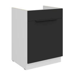 Szafka dolna CALIA 60 ZL 1S BB zabudowa pod zlew CZARNY MAT / BIAŁY z powłoką ANTI FINGERPRINT