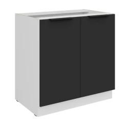 Szafka dolna CALIA 80 D 2F BB CZARNY MAT / BIAŁY z powłoką ANTI FINGERPRINT